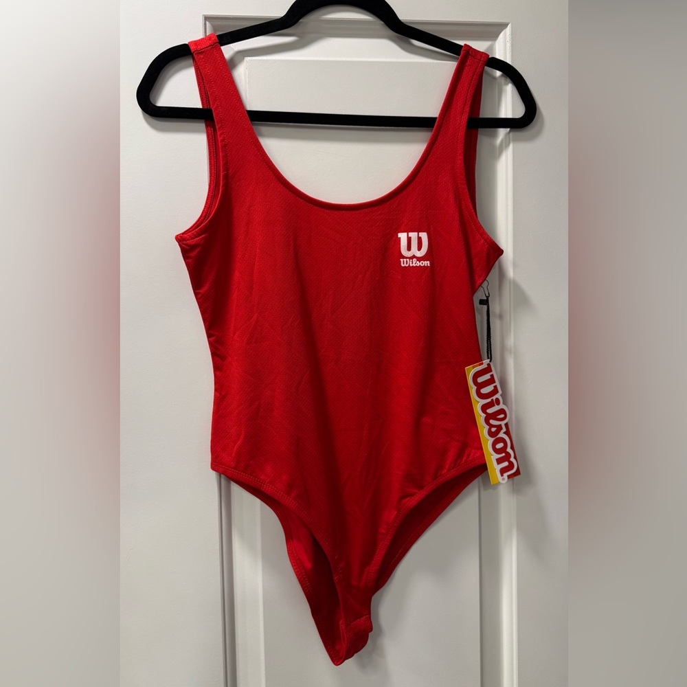 Forever 21 Wilson Red Bodysuit Scoop Neck Athletic